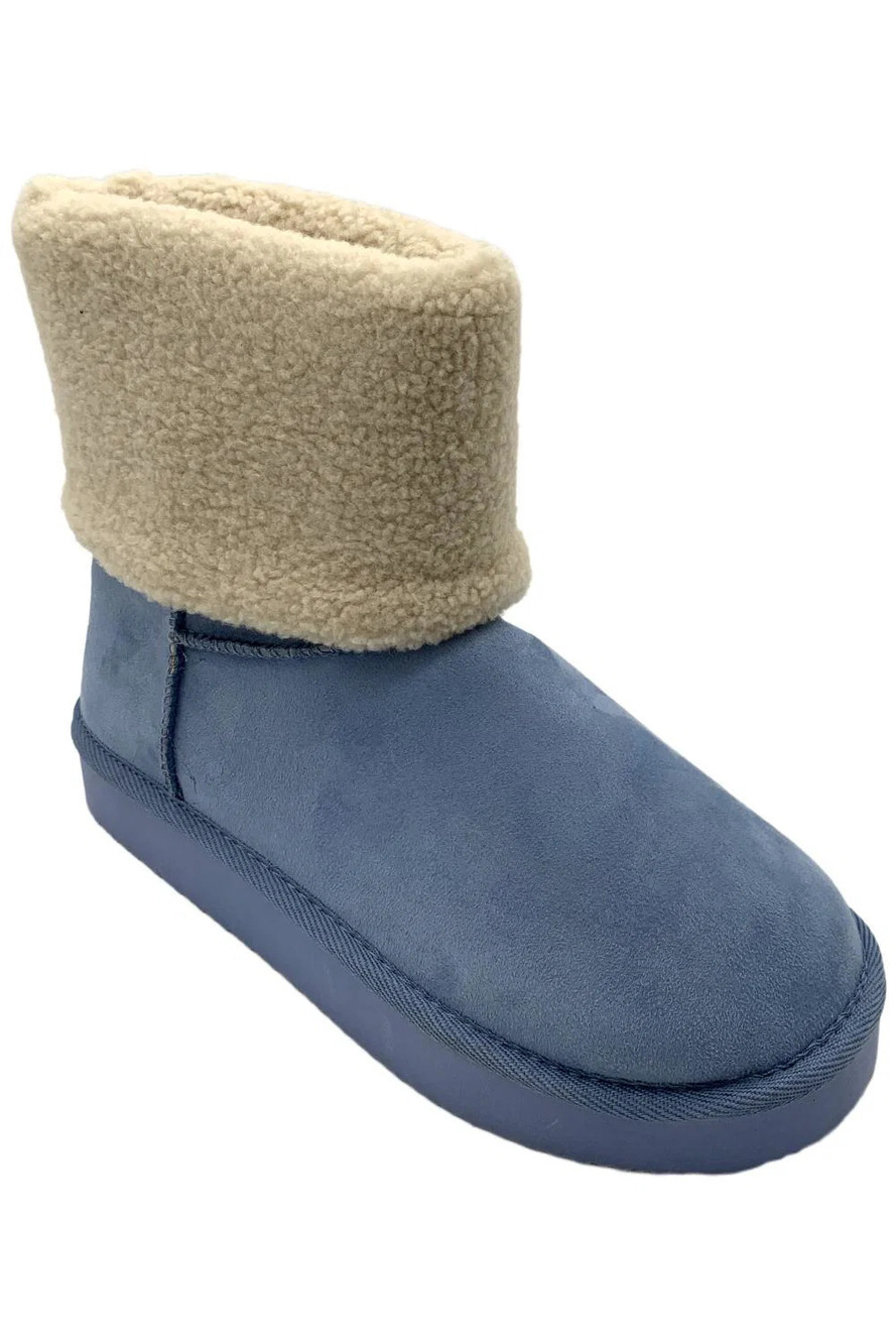 Masseys Women's Heavenly Faux Suede Platform Boot Moonlight Blue - Medium